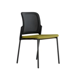 Chaise visiteur 4 pieds F8 - assise tissu et dossier résille Rythm - piétement époxy