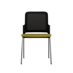 Chaise visiteur 4 pieds F8 - assise tissu et dossier résille Rythm - piétement chrome