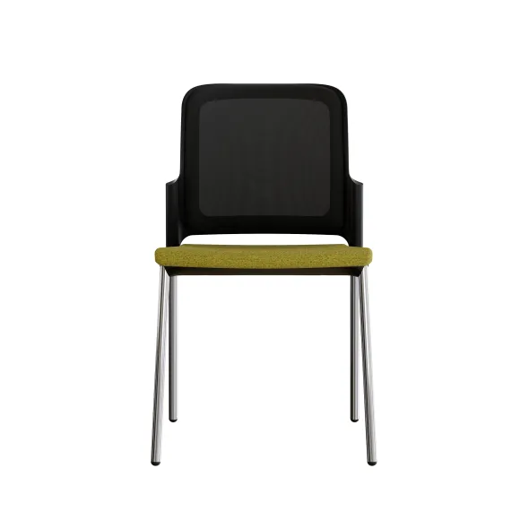 Chaise visiteur 4 pieds F8 - assise tissu et dossier résille Rythm - piétement chrome