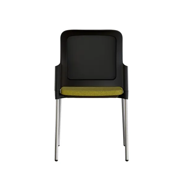 Chaise visiteur 4 pieds F8 - assise tissu et dossier résille Rythm - piétement chrome