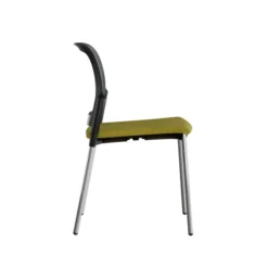 Chaise visiteur 4 pieds F8 - assise tissu et dossier résille Rythm - piétement chrome