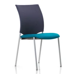Chaise visiteur 4 pieds Keno H - assise tissu - dossier résille - piétement gris aluminium
