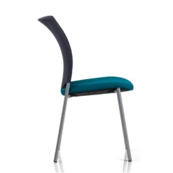 Chaise visiteur 4 pieds Keno H - assise tissu - dossier résille - piétement gris aluminium