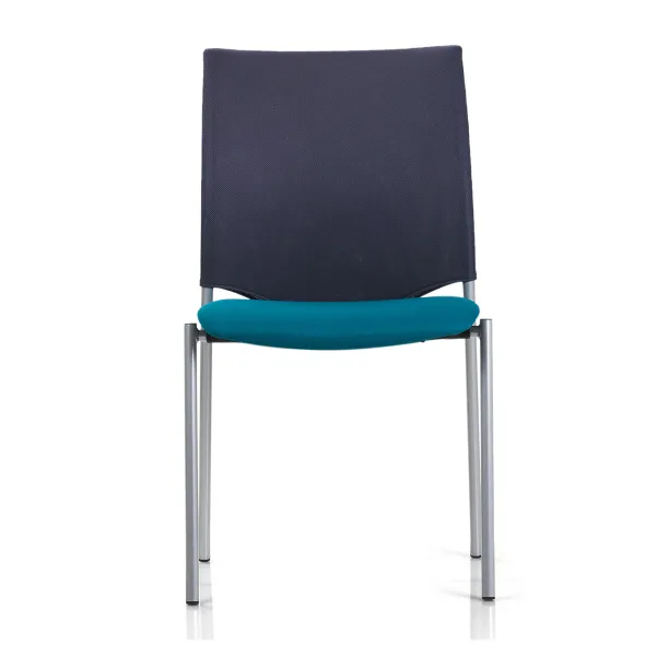 Chaise visiteur 4 pieds Keno H - assise tissu - dossier résille - piétement gris aluminium