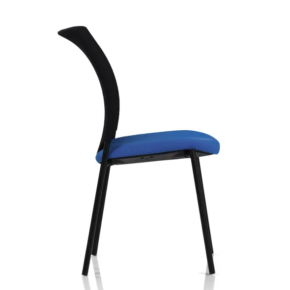 Chaise visiteur 4 pieds Keno H - assise tissu - dossier résille - piétement noir
