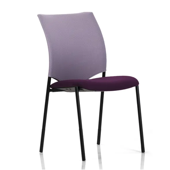 Chaise visiteur 4 pieds Keno H - assise tissu - dossier résille - piétement noir