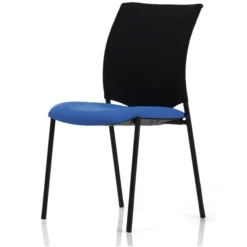 Chaise visiteur 4 pieds Keno H - assise tissu - dossier résille - piétement noir