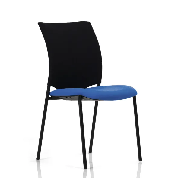 Chaise visiteur 4 pieds Keno H - assise tissu - dossier résille - piétement noir