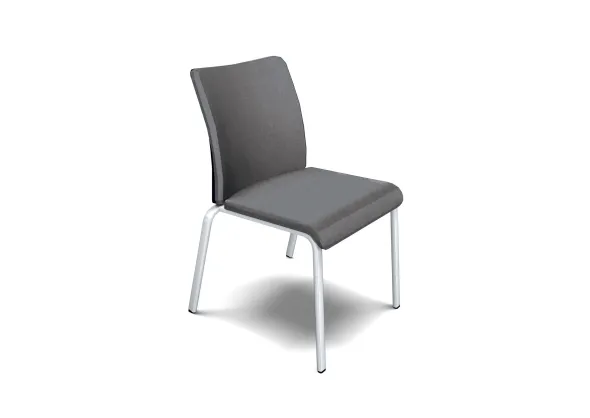 Chaise visiteur 4 pieds Let's B - tissu - piétement gris