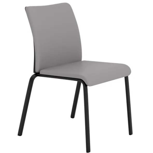 Chaise visiteur 4 pieds Let's B - textile enduit - piétement noir