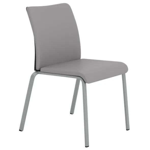Chaise visiteur 4 pieds Let's B - textile enduit - piétement gris