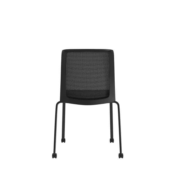 Chaise visiteur 4 pieds Reply Air - assise tissu - dossier résille - avec roulettes
