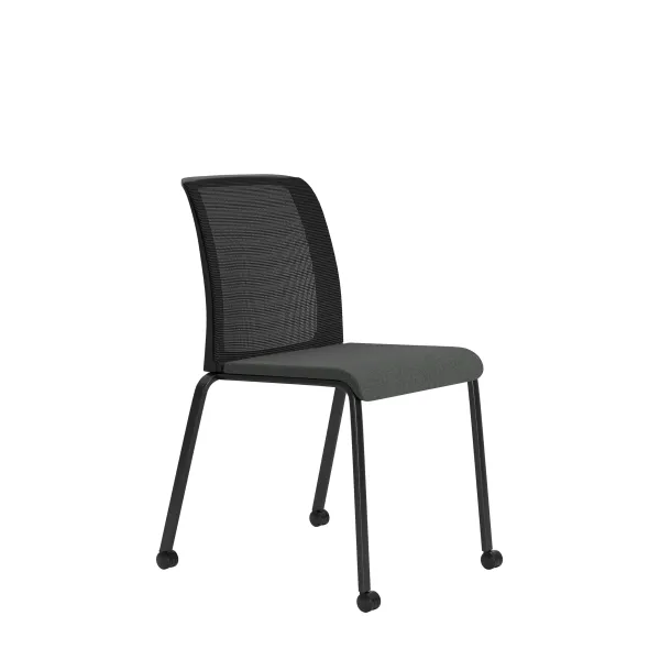 Chaise visiteur 4 pieds Reply Air - assise tissu - dossier résille - avec roulettes