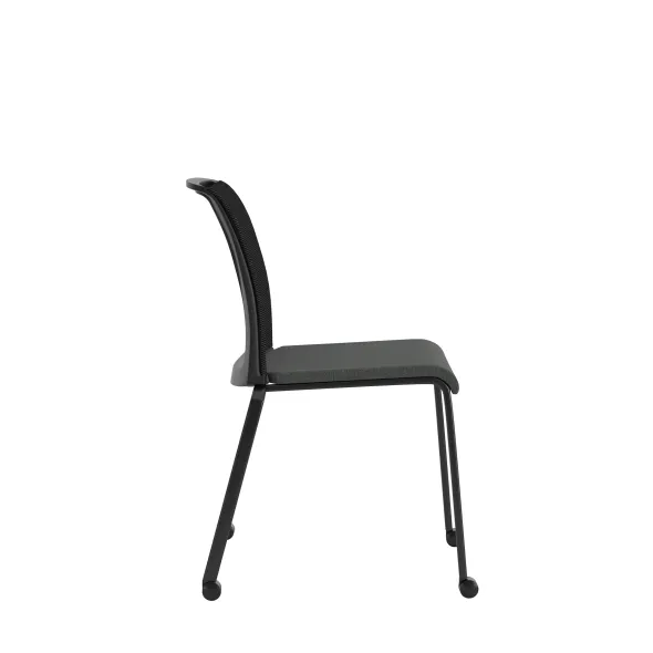 Chaise visiteur 4 pieds Reply Air - assise tissu - dossier résille - avec roulettes
