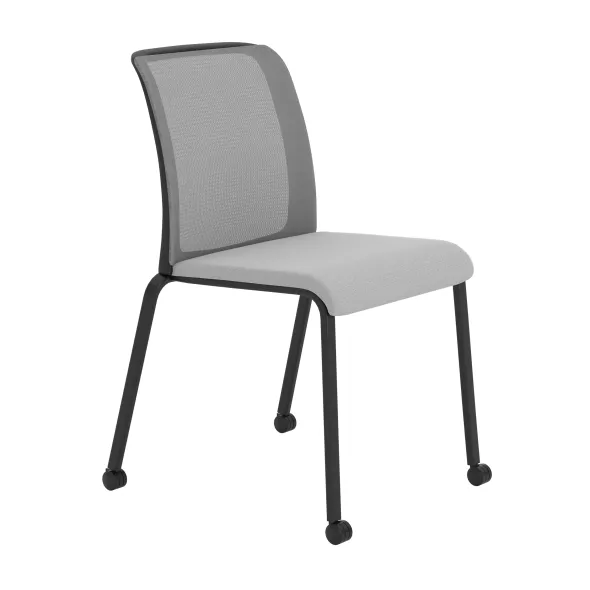 Chaise visiteur 4 pieds Reply Air - assise tissu - dossier résille - avec roulettes