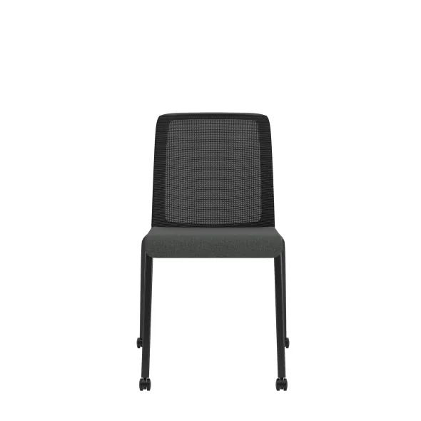 Chaise visiteur 4 pieds Reply Air - assise tissu - dossier résille - avec roulettes