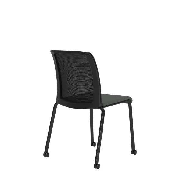 Chaise visiteur 4 pieds Reply Air - assise tissu - dossier résille - avec roulettes