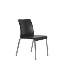 Chaise visiteur 4 pieds Reply - cuir - piétement chrome