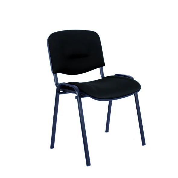 Chaise visiteur 4 pieds Saturn - tissu noir - lot de 4