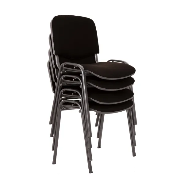 Chaise visiteur 4 pieds Saturn - tissu noir - lot de 4