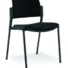 Chaise visiteur 4 pieds Tertio - tissu noir panthère 009 - piétement noir - lot de 2