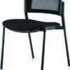 Chaise visiteur 4 pieds Tertio - assise tissu noir - panthère 009 - dossier résille noir - lot de 2