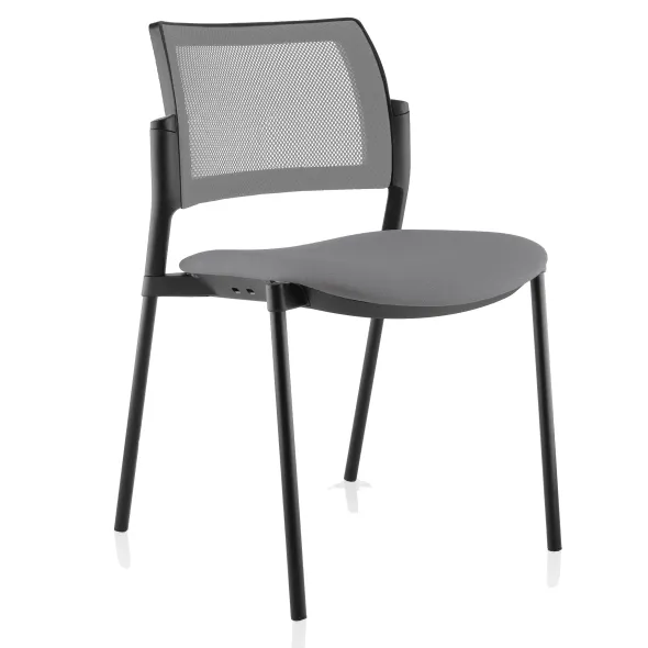 Chaise visiteur 4 pieds Tertio - assise tissu - dossier résille - lot de 2