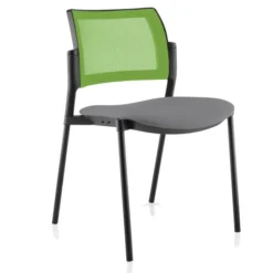 Chaise visiteur 4 pieds Tertio - assise tissu - dossier résille - lot de 2