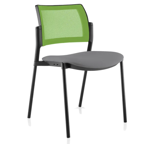Chaise visiteur 4 pieds Tertio - assise tissu - dossier résille - lot de 2