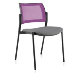 Chaise visiteur 4 pieds Tertio - assise tissu - dossier résille - lot de 2