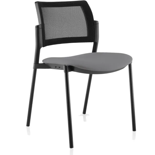 Chaise visiteur 4 pieds Tertio - assise tissu - dossier résille - lot de 2