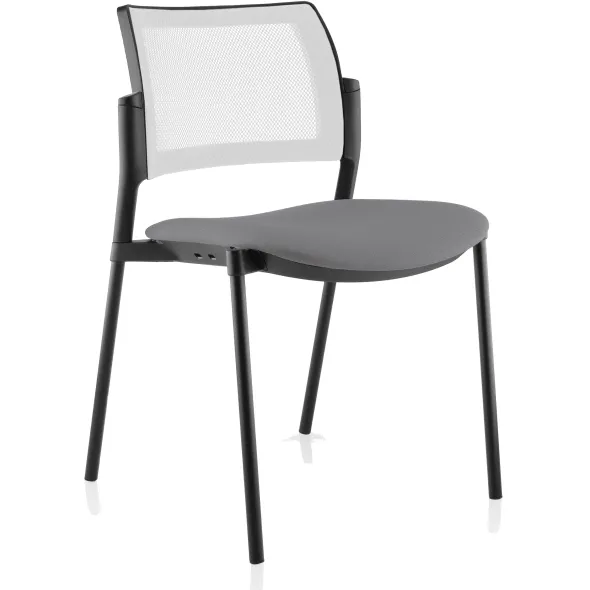 Chaise visiteur 4 pieds Tertio - assise tissu - dossier résille - lot de 2