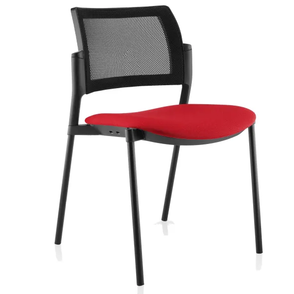 Chaise visiteur 4 pieds Tertio - assise tissu - dossier résille - lot de 2