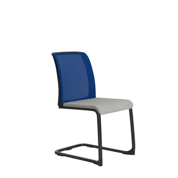 Chaise visiteur pietement luge Reply Air - assise tissu - dossier résille