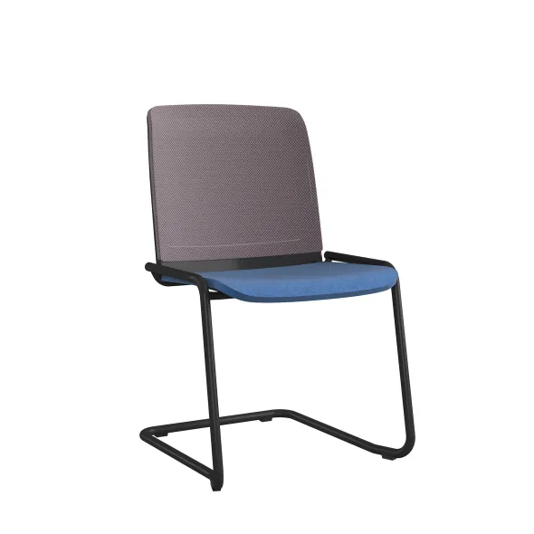Chaise visiteur piétement luge Comforto 29 - assise tissu - dossier résille