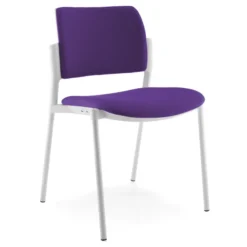 Chaise visiteur WI-MAX - tissu - structure blanche - 4 pieds - lot de 2