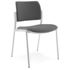 Chaise visiteur WI-MAX - tissu - structure blanche - 4 pieds - lot de 2