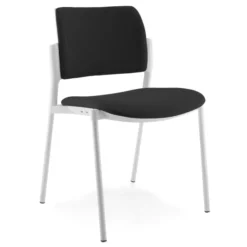Chaise visiteur WI-MAX - tissu - structure blanche - 4 pieds - lot de 2