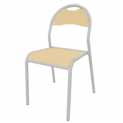 Chaise Zen - 4 pieds - assise dossier séparés hêtre vernis naturel - piétement acier gris alu - lot de 4