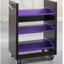 Chariot à livres double face Magisteo - tablettes inclinées - mélaminé