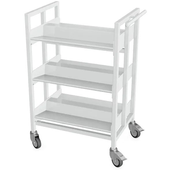 Chariot à livres Kortytem - double face - tablettes inclinées