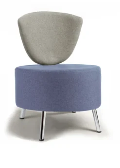 Chauffeuse Bulle - pieds chromés - assise et dossier bicolores - tissu