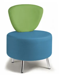 Chauffeuse Bulle - pieds chromés - assise et dossier bicolores - textile enduit