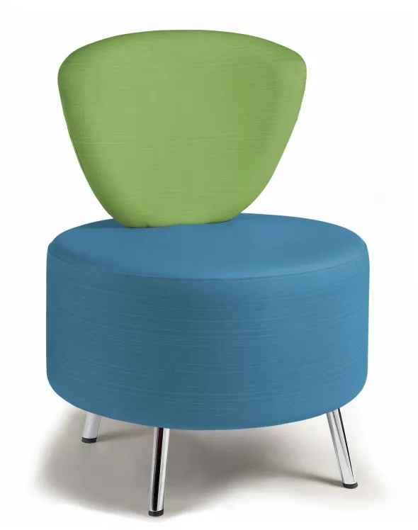 Chauffeuse Bulle - pieds chromés - assise et dossier bicolores - textile enduit