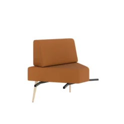 Chauffeuse d'angle 60° Modul@ - textile enduit - pieds chêne vernis naturel