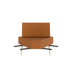 Chauffeuse d'angle 60° Modul@ - textile enduit - pieds chêne vernis naturel