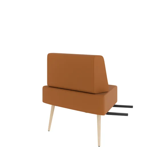 Chauffeuse d'angle 60° Modul@ - textile enduit - pieds chêne vernis naturel