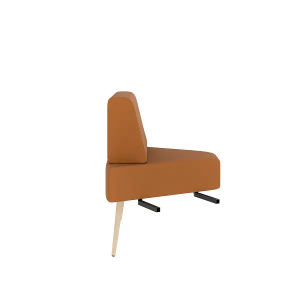 Chauffeuse d'angle 60° Modul@ - textile enduit - pieds chêne vernis naturel