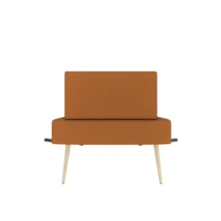 Chauffeuse d'angle 60° Modul@ - textile enduit - pieds chêne vernis naturel