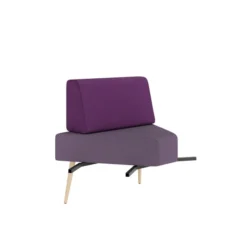 Chauffeuse d'angle 60° Modul@ - tissu D - pieds chêne vernis naturel